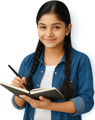 Student holding notebook